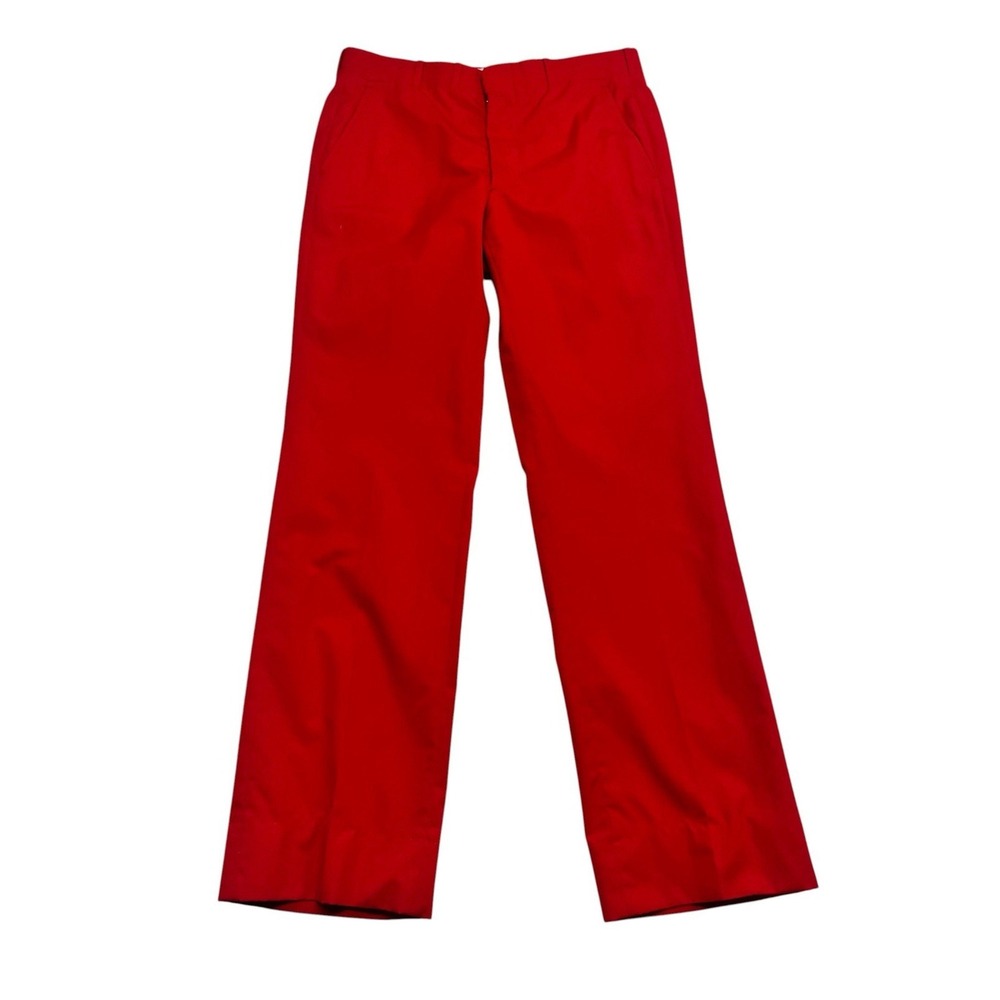 vtg Corbin 32x32 Bright Red Cotton Dress Pants Trousers Straight‎ Leg Flat Front